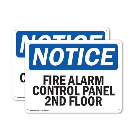 Signmission Fire Alarm Control Panel 2Nd Floor, 10 in W x Rectangle, Plastic OS-2PACK-NS-P-710-L-12515